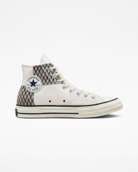 Tenisi Inalti Barbati Converse Chuck 70 Patchwork Bej Albi Negrii | RO HKXDN412